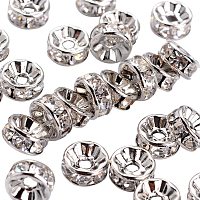 Arricraft 200pcs 8mm Crystal Czech Rhinestone Spacer Beads Platinum Plated Brass Rondelle Spacer Beads for Jewelry Making, Nickel Free