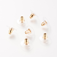 Honeyhandy Brass Ear Nuts, Earring Backs, Clutch Stopper for Stud Earrings, Nickel Free, Golden, 12x12x7mm, Hole: 1mm