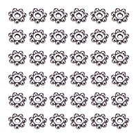 ARRICRAFT 200pcs Antique Silver Tone Retro Style Christmas Snowflake Daisy Spacer Beads for Bracelets DIY jewelry Making, Lead Free Cadmium Free & Nickel Free, about 4mm in diameter, 1.5mm thick, hole: 1mm