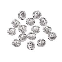 ARRICRAFT About 50pcs Tibetan Style Flat Round Antique Silver Beads for Bracelets Jewelry Making, 7x7x3mm, Hole: 1.5mm