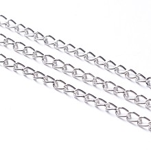 Honeyhandy Iron Twisted Chains Curb Chains, Unwelded, with Spool, Platinum, Nickel Free, Link: about 2mm wide, 3.5mm long, 0.5mm thick, about 328.08 Feet(100m)/roll