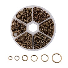 Honeyhandy 1 Box Iron Split Rings, Double Loops Jump Rings, 4mm/5mm/6mm/7mm/8mm/10mm, Nickel Free, Antique Bronze