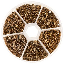 PandaHall Elite 1745pcs/box Iron Plated Jump Rings 4mm to 10mm in Diameter Antique Bronze for Jewelry Making