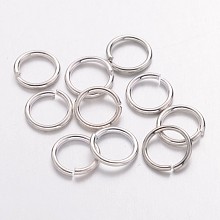 Honeyhandy Jump Rings, Open Jump Rings, Brass, Cadmium Free & Nickel Free & Lead Free, Platinum, 8x1mm, 18 Gauge, Inner Diameter: 6mm, about 3600pcs/500g