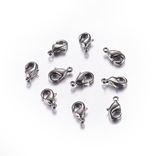 Brass Lobster Claw Clasps, Parrot Trigger Clasps, Cadmium Free & Nickel Free & Lead Free, Gunmetal, 12x7x3mm, Hole: 1mm