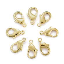 Honeyhandy Brass Lobster Claw Clasps, Parrot Trigger Clasps, Cadmium Free & Nickel Free & Lead Free, Golden, 15x8x3mm, Hole: 2mm