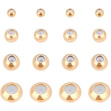 BENECREAT 40pcs Mixed Size Gold Plated Rubber Spacer Stopper Bead Charm 18K Gold Plated Beads for Bracelets Jewelry Makings