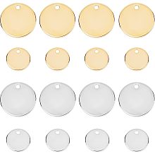 BENECREAT 48Pcs 18K Gold Plated Flat Round Blank Pendants, 4 Styles Coin Disc Charm for DIY Necklace Bracelet Jewelry Making Accessories