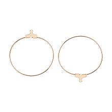 BENECREAT 30PCS  Gold Plated Round Beading Hoop Earring Finding Components with 2 Loops (40x36mm)