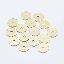 Honeyhandy Brass Spacer Beads, Long-Lasting Plated, Nickel Free, Real 18K Gold Plated, Flat Round, 10x1mm, Hole: 1.4mm