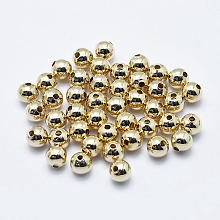 Honeyhandy Brass Beads, Long-Lasting Plated, Nickel Free, Round, Real 18K Gold Plated, 5mm, Hole: 1.2mm, about 390pcs/bag