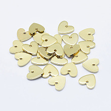 Honeyhandy Brass Charms, Long-Lasting Plated, Real 18K Gold Plated, Nickel Free, Heart, 8x8x1mm, Hole: 1mm