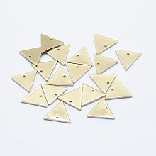 Honeyhandy Brass Charms, Long-Lasting Plated, Nickel Free, Triangle, Real 18K Gold Plated, 12x14x1mm, Hole: 1mm