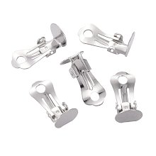 NBEADS 400 Pcs Brass Clip-on Earring Components, Nickel Free, Platinum, 18.5x9.5x8mm, Tray: 10x9.5mm