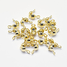 Honeyhandy Long-Lasting Plated Brass Bead Tips, Calotte Ends, Clamshell Knot Cover, Real 18K Gold Plated, Nickel Free, 8x4x4mm, Hole: 1mm, Inner Diameter: 3mm