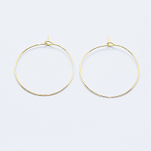 Honeyhandy Long-Lasting Plated Brass Hoop Earrings Findings, Real Gold Plated, Nickel Free, Ring, Real 18K Gold Plated, 21 Gauge, 31x0.7mm