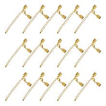 ARRICRAFT 50 Sets Brass Cord Crimp End Caps Fit Leather 6mm Lobster Claw Clasps Extension Chain Length 38mm Jewelry Making Golden