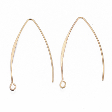 Honeyhandy Brass Earring Hooks, with Horizontal Loop, Nickel Free, Real 18K Gold Plated, 43mm, Hole: 1.8mm, 18 Gauge, Pin: 1mm