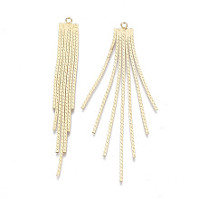 Honeyhandy Brass Chain Tassel Big Pendants, Nickel Free, Real 18K Gold Plated, 72x8.2x0.7mm, Hole: 1.5mm