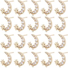 NBEADS 5 Pairs Cubic Zirconia Stud Earrings, Brass Earring Findings with 304 Stainless Steel Ear Nut for Earring Making- Real 18K Gold Plated