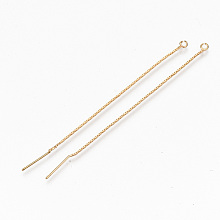 Honeyhandy Brass Stud Earring Findings, Ear Thread, with Loop, Nickel Free, Real 18K Gold Plated, 80~85x0.8mm, Hole: 1.8mm, Pin: 0.7mm