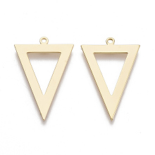 Honeyhandy Brass Pendants, Nickel Free, Triangle, Real 18K Gold Plated, 28x18x1mm, Hole: 1.2mm