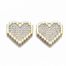 Honeyhandy Brass Micro Pave Clear Cubic Zirconia Pendants, Nickel Free, Heart, Real 18K Gold Plated, 16.5x17.5x2mm, Hole: 1mm