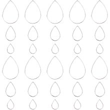 SUNNYCLUE 1 Box 120Pcs 3 Sizes Teardrop Linking Rings Earrings Beading Hoop Brass Metal Open Bezels Frame Charms for Earring Necklaces Findings Crafts Jewelry Making Supplies, Silver