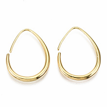 Honeyhandy Brass Dangle Earrings, Nickel Free, Teardrop, Real 18K Gold Plated, 25x19x2mm, Pin: 0.7mm