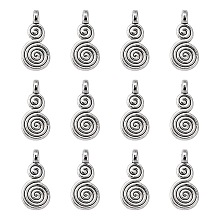 Honeyhandy Helix Tibetan Style Alloy Pendants, Cadmium Free & Nickel Free & Lead Free, Antique Silver, 17x8x1.5mm, Hole: 1.5mm.