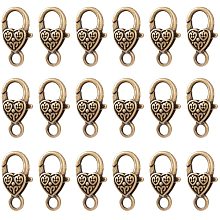 NBEADS 50 Pcs Antique Bronze Tibetan Style Heart Lobster Claw Clasps Lead & Nickel & Cadmium Free Jewelry Making Findings