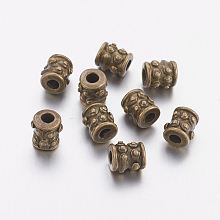 Honeyhandy Tibetan Style Spacer Beads, Lead Free & Cadmium Free & Nickel Free, Column, Antique Bronze Color, about 6mm in diameter, 6mm thick, hole: 2mm