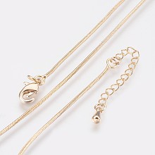 Honeyhandy Long-Lasting Plated Brass Snake Chain Necklaces, with Lobster Claw Clasp, Nickel Free, Real 18K Gold Plated, 18.1 inch (46cm), 1mm