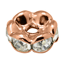 Honeyhandy Brass Rhinestone Spacer Beads, Grade AAA, Wavy Edge, Nickel Free, Rose Gold Metal Color, Rondelle, Crystal, 5x2.5mm, Hole: 1mm