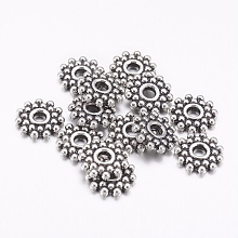 Honeyhandy Gear Tibetan Silver Spacer Beads, Lead Free & Nickel Free & Cadmium Free, Antique Silver, about 9mm in diameter, Hole: 2.5mm