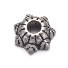 Honeyhandy Tibetan Silver Spacer Beads, Lead Free & Nickel Free & Cadmium Free, Gear, Antique Silver, about 5mm wide, 2.1mm thick, Hole: 1mm