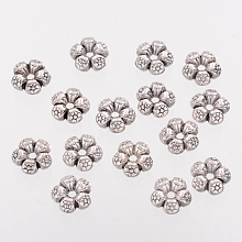 Honeyhandy Heart Tibetan Style Charms Tibetan Silver Spacers Beads, Lead Free & Nickel Free & Cadmium Free, Antique Silver, about 7.5mm in diameter, Hole: 1mm