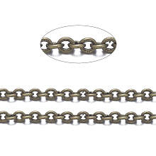 Honeyhandy Brass Cable Chains, with Spool, Oval, Cadmium Free & Nickel Free & Lead Free, Soldered, Long-Lasting Plated, Antique Bronze, 2x1.5x0.35mm, about 32.8 Feet(10m)/roll