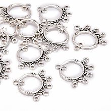 Honeyhandy Antique Silver Tibetan Style Ring Chandelier Component Links for Dangle Earring Making, Lead Free and Cadmium Free and Nickel Free, 26x25x2mm, Hole: 1.5mm