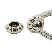 NBEADS 50 pcs Antique Silver Rondelle Large Hole Beads, Tibetan Style Beads Lead Free and Cadmium Free & Nickel Free 5x10mm, Hole: 5mm