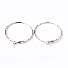 Honeyhandy Platinum Color Brass Hoop Earring Findings, Nickel Free, 40x1.2mm