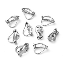 Honeyhandy Brass Clip-on Earring Findings, for non-pierced ears, Platinum Plated, Nickel Free, 12.5x6x8mm