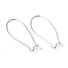 Honeyhandy Platinum Color Brass U-Shaped Hoop Earrings Findings Kidney Ear Wires, Lead Free, Cadmium Free and Nickel Free, 18 Gauge, 43x20x1mm