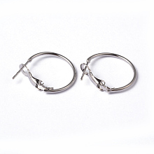 Honeyhandy Platinum Color Brass Hoop Earrings, Nickel Free, 20mmx1.2mm