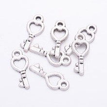 Honeyhandy Tibetan Style Alloy Finding Pendants, Skeleton Key, Antique Silver, Lead Free and Cadmium Free and Nickel Free, 18x8x1mm, Hole: 1mm