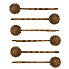 NBEADS 10PCS Antique Bronze Hair Bobby Pins Hair Clips Tray Hair Pins Setting Hairpin Cabochons Bases for Cabochon Cameo DIY Headwear Findings