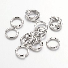 Honeyhandy Platinum Plated Brass Round Open Jump Rings for Jewelry DIY, Open Jump Rings, Cadmium Free & Nickel Free & Lead Free, 18 Gauge, 7x1mm, Inner Diameter: 5mm, about 80pcs/10g