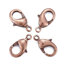 Honeyhandy Red Copper Brass Lobster Claw Clasps, Parrot Trigger Clasps, Nickel Free, 15x8x3mm, Hole: 2mm