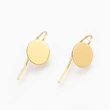 Honeyhandy Brass Earring Hooks, Nickel Free, Golden, Tray: 10mm, 24x10x0.5mm, Pin: 0.7mm