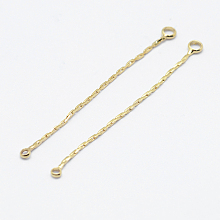 Honeyhandy Brass Links connectors, Long-Lasting Plated, Real 18K Gold Plated, Nickel Free, 43x0.7mm, Hole: 1mm and 1.5mm